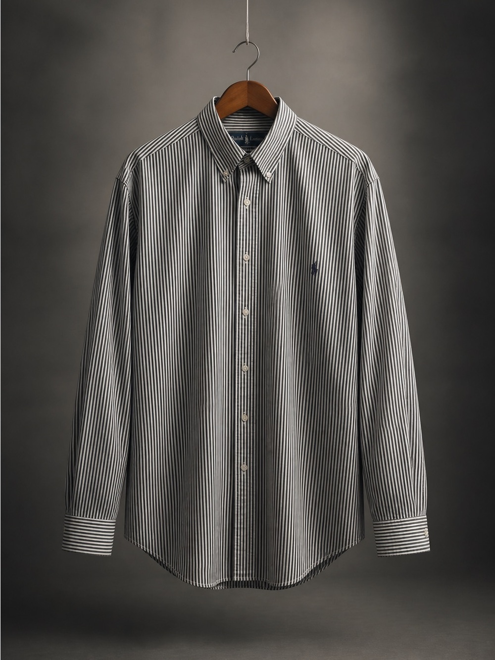 Polo by Ralph Lauren Black and White Striped Button-Down Dress Shirt